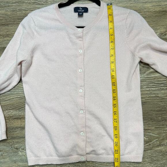 Lands' End 100% Cashmere Cardigan Button Up Sweater Pastel Pink - Size Small - Picture 4 of 6